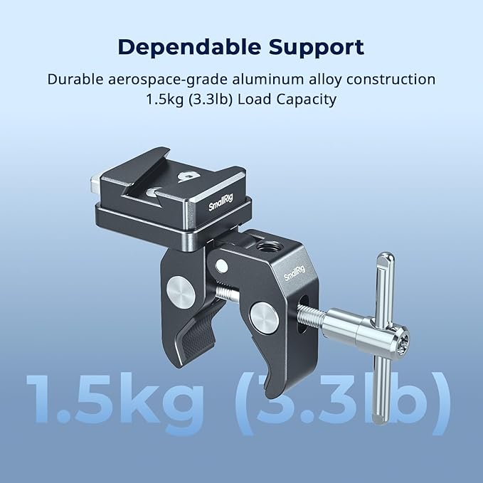 SMALLRIG V-Mount Crab-Shaped Clamp, 15-40mm Non-Slip Clamp, 1.5kg Load-Bearing - Image 4