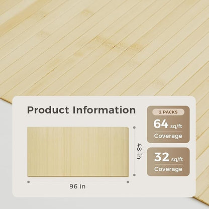 OUZUGIE 2 Pack 96x48 Inch Natural Bamboo Wall Panel – Raw Pole Wrap Paneling - Image 2