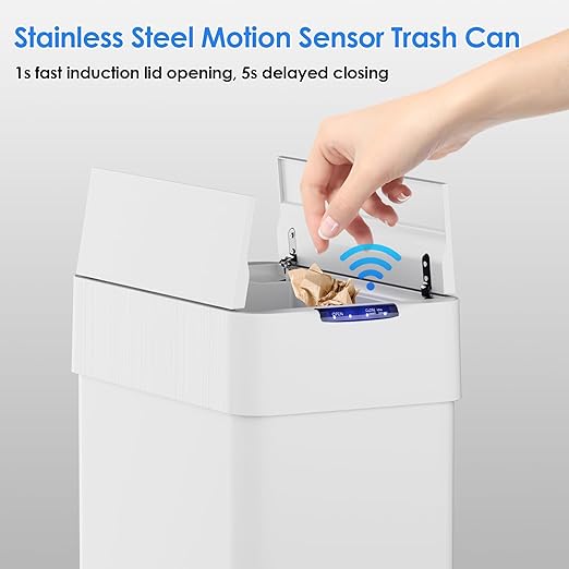 TLSUNNY 18.5 Gallon Automatic Trash Can, Stainless Steel Motion Sensor Garbage - Image 4