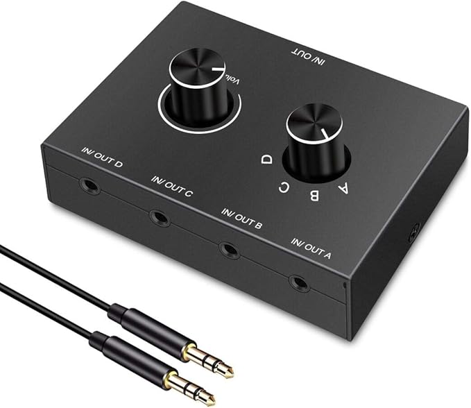 4-Way 3.5mm Stereo Audio Switcher by YDF