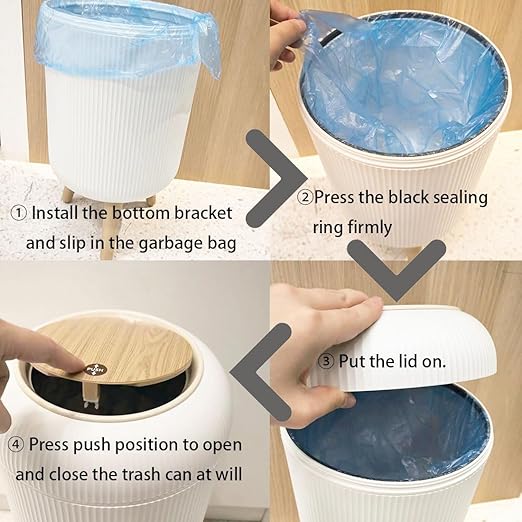 URALFA Bathroom Trash Can with Lid, 3 Gallon / 11L Garbage Can with Pop-Up Lid - Image 4