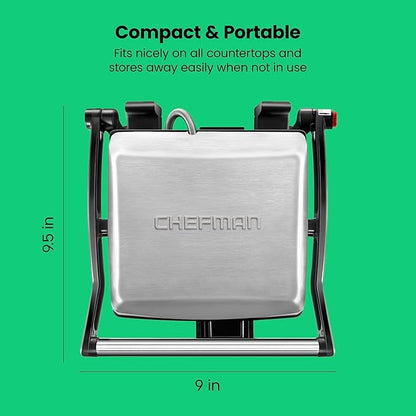 Chefman Panini Press Grill and Gourmet Sandwich Maker Non-Stick Coated Plates - Image 8