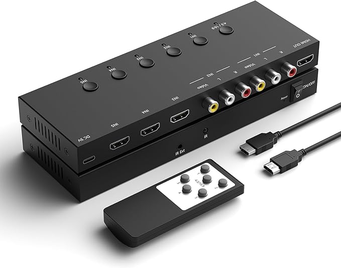 Azduou 2 AV Inputs + 3 HDMI 2.0 Inputs to HDMI Converter by Azduou
