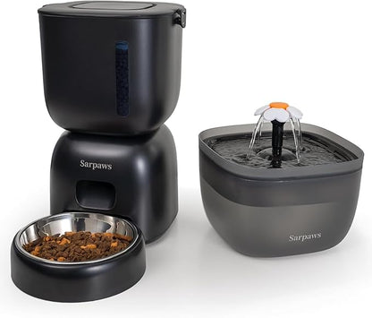 Automatic Cat Feeder and Water Dispenser FW1, Wire or Battery Cat Food by Sarpaws