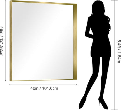 CIRCUMI Gold Bathroom Mirror, Brushed Finish, Tempered Glass, Large Mirror - Image 7