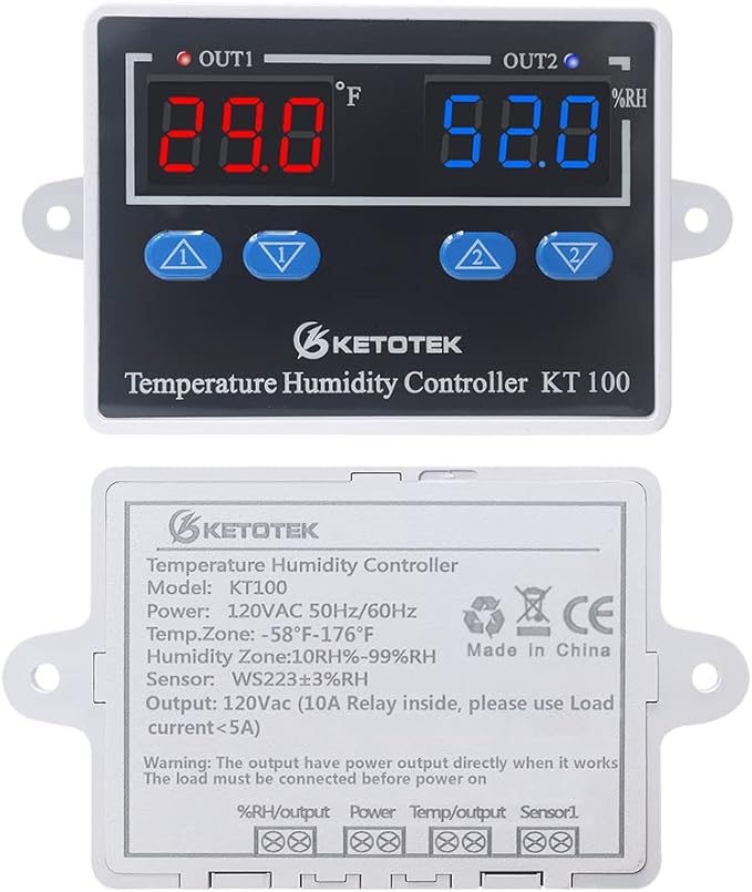 KETOTEK Temperature Humidity Controller Digital Thermostat Module 120V - Image 9
