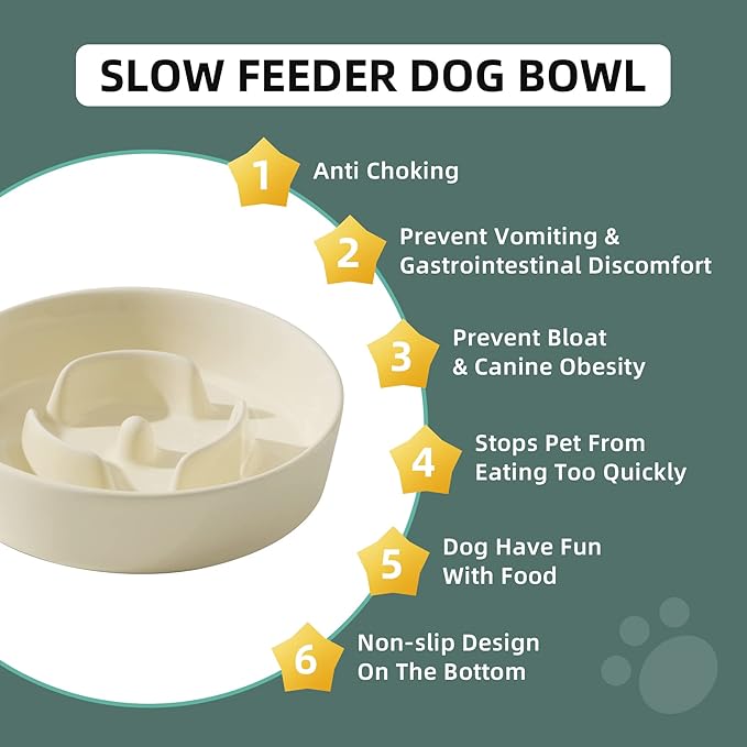 Ceramic 0.9 Cup Dog Bowl Slow Feeder - Image 6