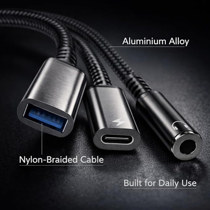 Mizi 3-in-1 USB C to Headphone Jack and Charger Adapter, 60W PD Fast Charging & - Image 3