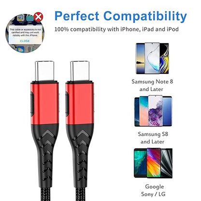 Durcord 2Pack 10ft USB C to USB C Cable, 100W Fast Charging, Compatible - Image 6