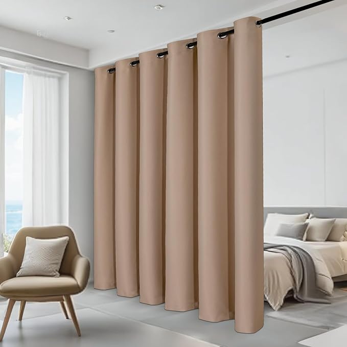JIUZHEN Blackout Sliding Door Room Divider Curtain, Noise Reducing Window - Image 2