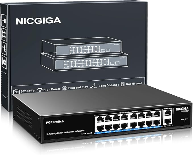 NICGIGA 18 Port PoE+@250W Switch by NICGIGA