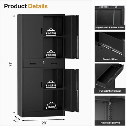 Metal Storage Cabinets with 1Drawer, Steel Storage File Cabinet - Image 3