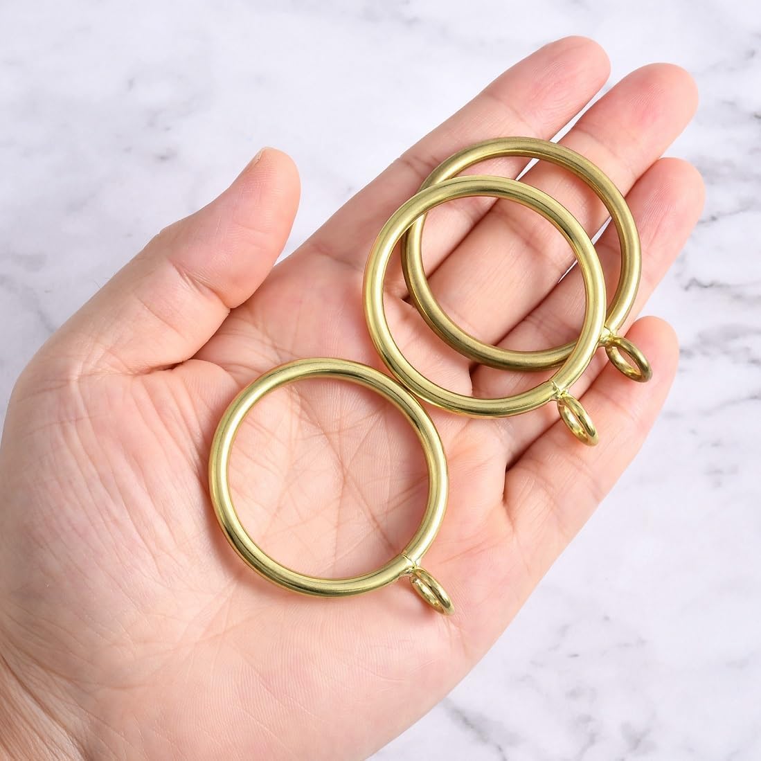 24Pcs 1.5-Inch Inner Diameter Metal Curtain Rings with Eyelets,Fits Up to 1 1/4-Inch Rod,4 mm Diameter Wire (Gold-24pcs)
