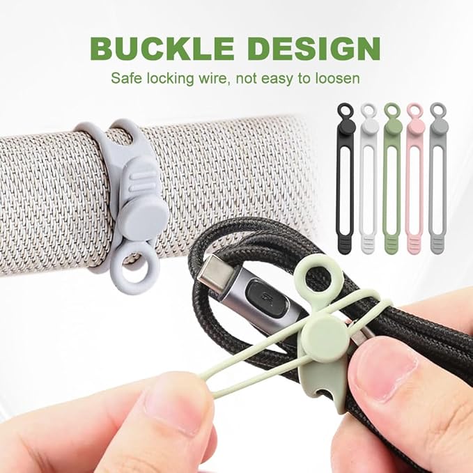 Data Cable Organizer, 2026 Upgrade Silicone Cable Ties Reusable Cable - Image 7