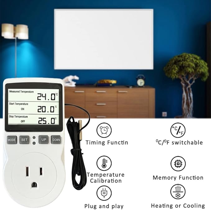Plug in Thermostat Temperature Controller Electric Digital Thermostat Heating - Image 4