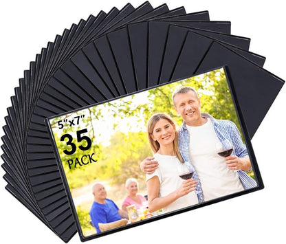 Tebik 35 Pack Magnetic Picture Frame, Holds 5 x 7 Inches Photos Pictures, Black Magnetic Photo Frames with Clear Pocket for Refrigerator,Fridge, Locker, Office Cabinet