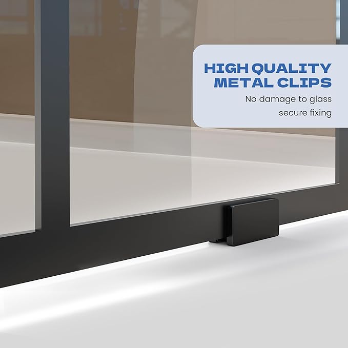 Bathroom Shower Door 37" W x 78.75" H, Frameless Fixed 3/8" Thick Clear - Image 6