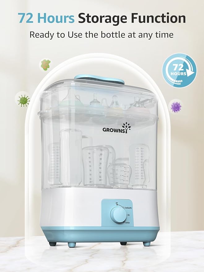 Grownsy Adjustable 4 in 1 Large Bottle Sterilizer and Dryer, 8 Bottles Capacity - Image 6