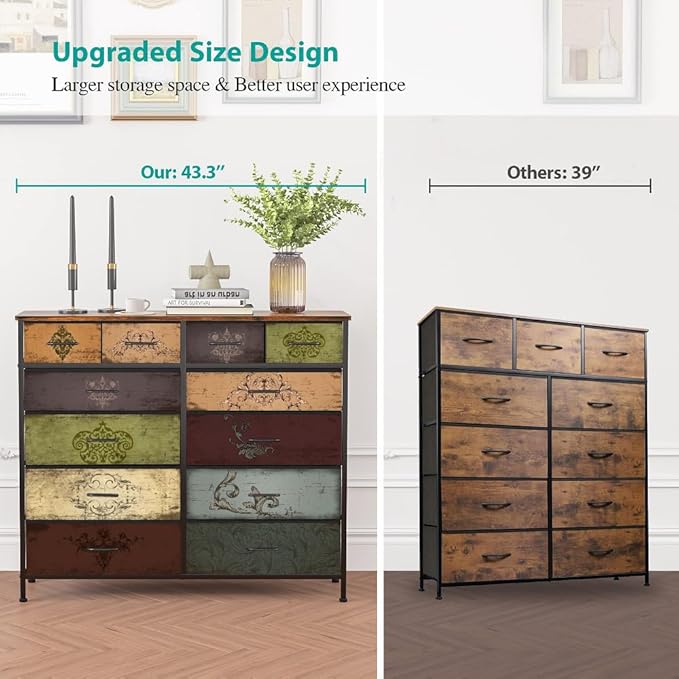 Dresser for Bedroom with 12 Drawers, Tall Fabric Drawer Dresser, Chest of - Image 6