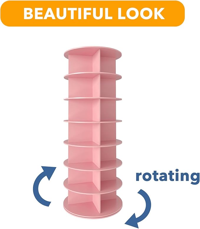 SpaceAid 7 Tier Rotating Shoe Rack Tower, Spinning Shoe Display Lazy Susan - Image 7