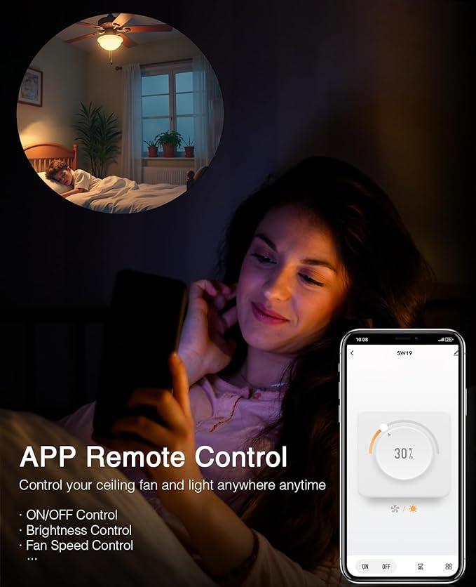 GHome Smart Dimmer Switch with 4-Speed Ceiling Fan Control, Ceiling Fan and - Image 6