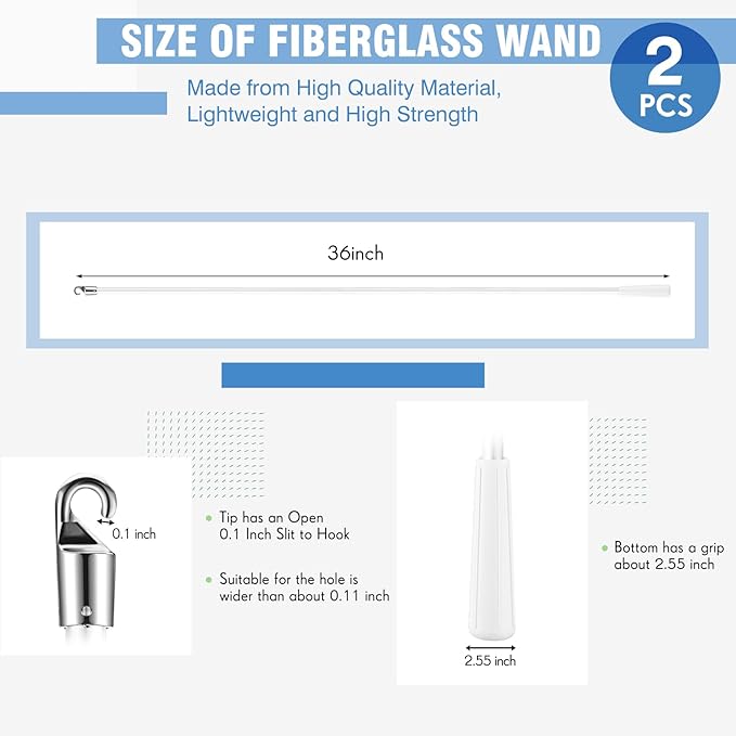 Bokon 2 Pieces White Fiberglass Blind Wand Vertical Blinds Stick Replacement - Image 2