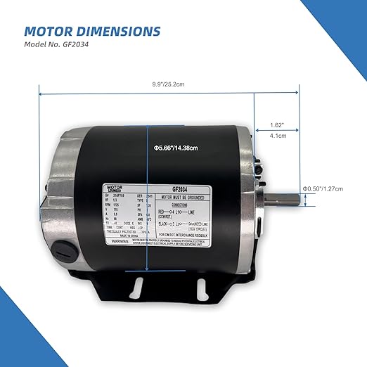 GF2034 Blower Motor 1/3HP 115V 60Hz 1725RPM 48FR Replaces Packard 45013 Ao - Image 4