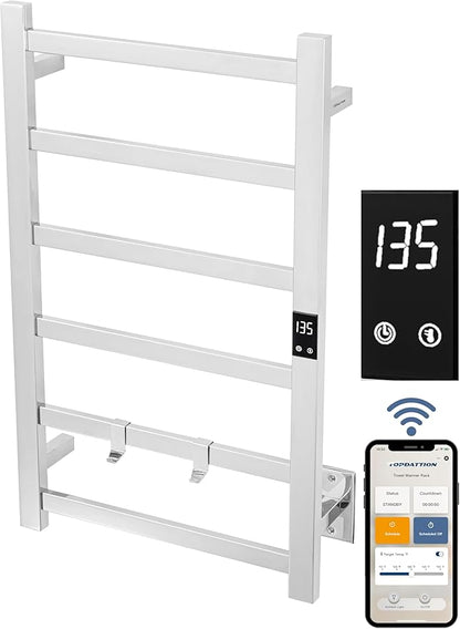 Smart Wireless Electric Towel Warmer | Blade Thin 6 Bar Design | Hardwired & by Topdattion