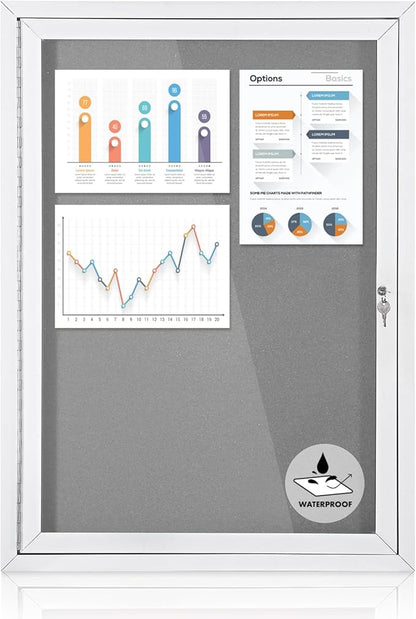 Outdoor Bulletin Board Weatherproof 36x24 in, Enclosed Bulletin Board by EVERSUPPLY
