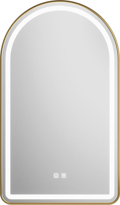 30x40 inch Gold Tempered Glass LED Arched Mirror by MYlovelylands