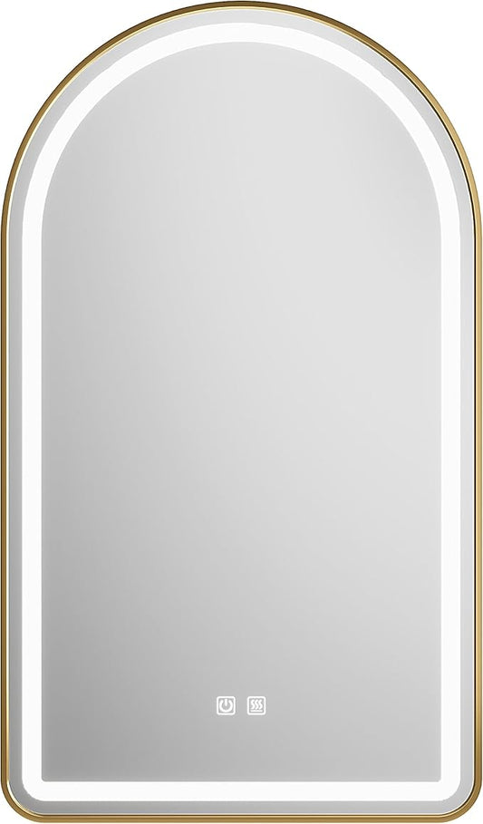 30x40 inch Gold Tempered Glass LED Arched Mirror by MYlovelylands