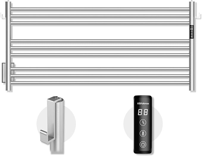 K&KALONZO Towel Warmer for Bathroom, Wall-Mounted 9-Bar Heated Towel Rack by KKALONZO