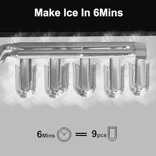 Countertop Ice Maker Machine – 9 Ice Cubes Ready in 6 Mins - Image 3