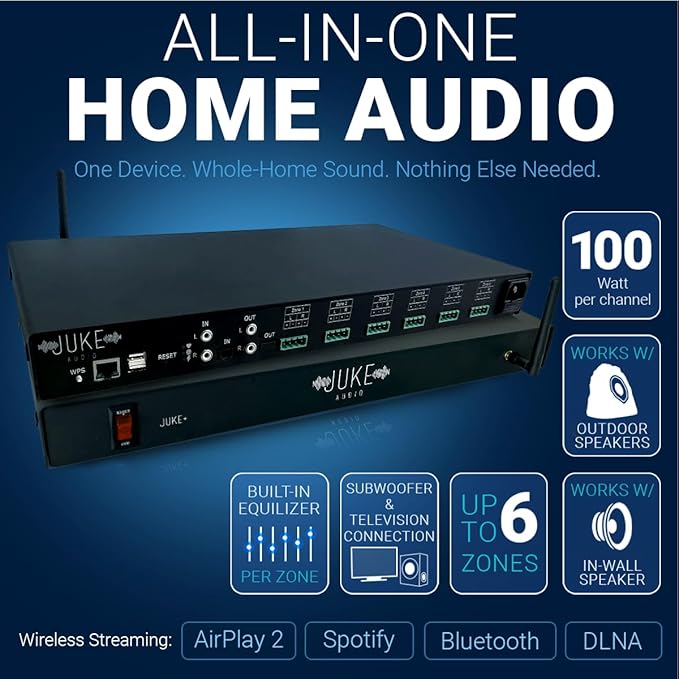 Juke+ | 6 Zone Audio Amplifier | 100 Watts per Channel | Multi-Room Audio - Image 2
