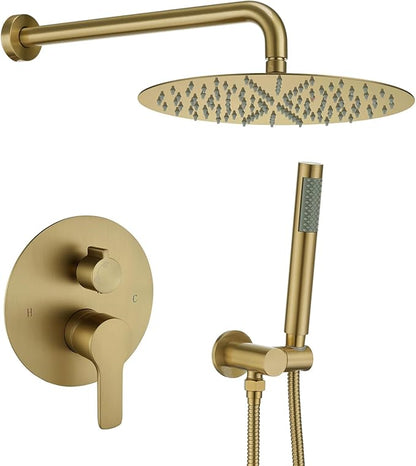 Iriber Brushed Gold Shower System Wall Mounted Shower Faucet Mixer Set by Iriber
