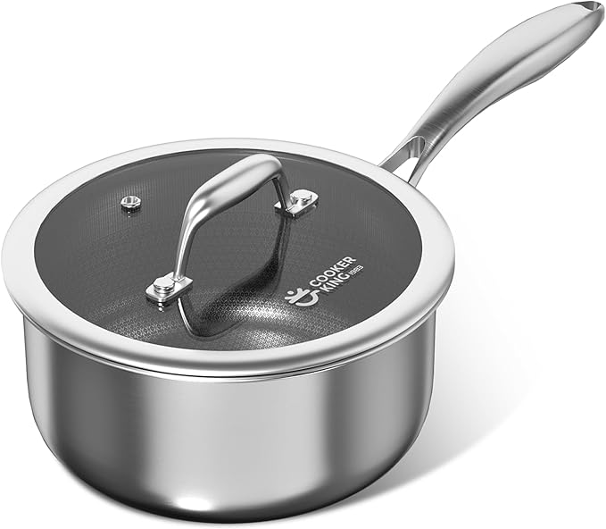 COOKER KING 2 Quart Stainless Steel Saucepan, Nonstick Sauce Pan, Ceramic Suce by cookerking