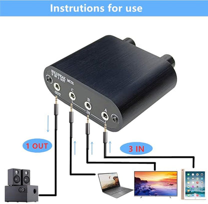 3.5mm Audio Switch with line Volume Controller, 3 in 1 Out 1/8" aux switcher - Image 5