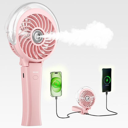 HandFan 4000mAh Handheld Misting Fan, 50ml Water Tank, Rechargeable Personal by HandFan