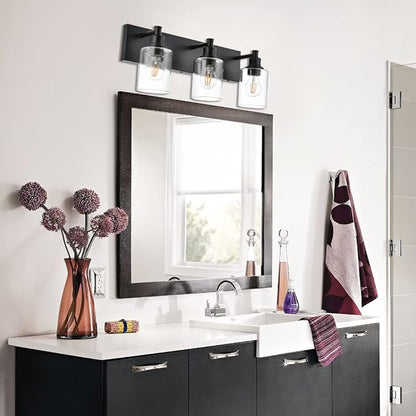 TODOLUZ Industrial Wall Sconce Lighting in Matte Black Finish, 3-Light Bathroom - Image 5