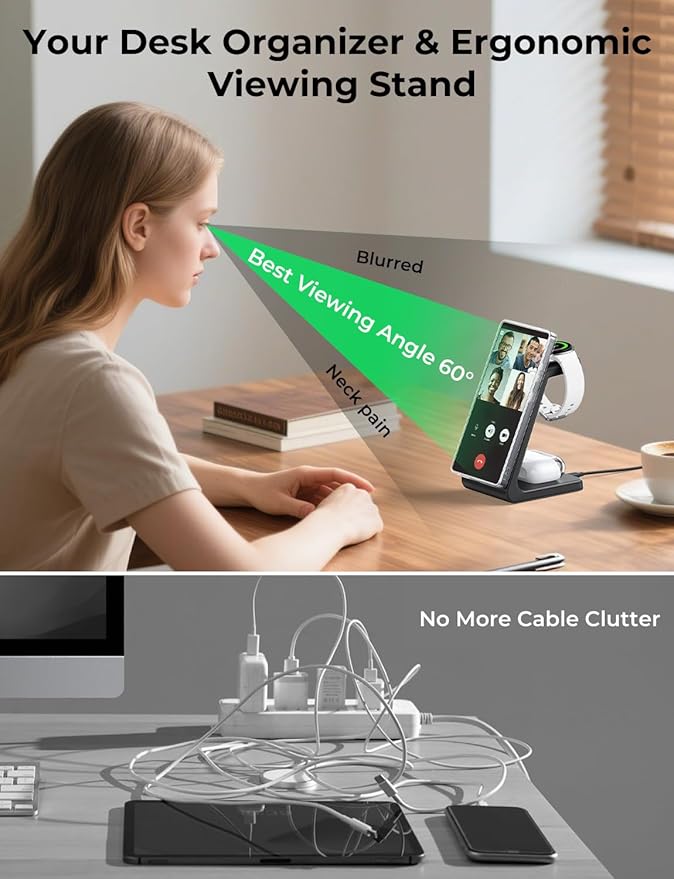 Magnetic Wireless Charger for Samsung, 3 in 1 Mag-Safe Charging Station for - Image 6