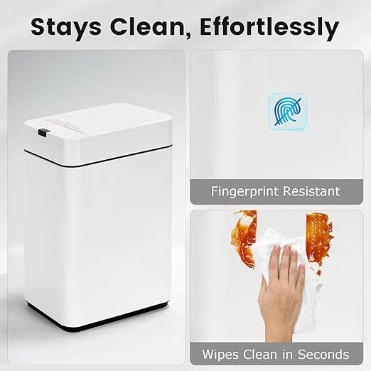 Sensor Trash Can with Butterfly Lid 2.6 Gallon Rectangular Automatic Garbage Can - Image 6