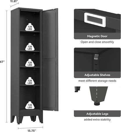 Narrow Metal Cabinet with 4 Adjustable Shelves and Barn Doors, Tall Bathroom - Image 3