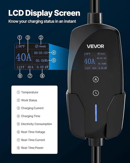 VEVOR Level 2 EV Charger, 40 Amp Adjustable Current, 240V Electric Vehicle - Image 5