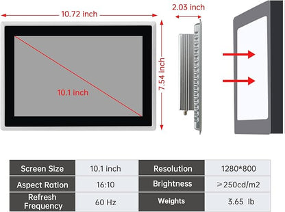 10.1-Inch Touchscreen Monitor, Ratio 16:10 Embedded Industiral Touch Screen - Image 4