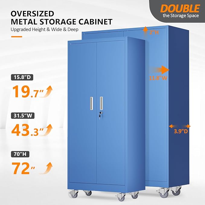 VINGLI Large Metal Storage Cabinet - Image 4