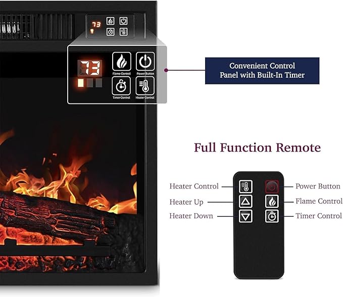 72" Electric Fireplace with Mantel and Cabinets, Fireplace TV Stand - Image 5