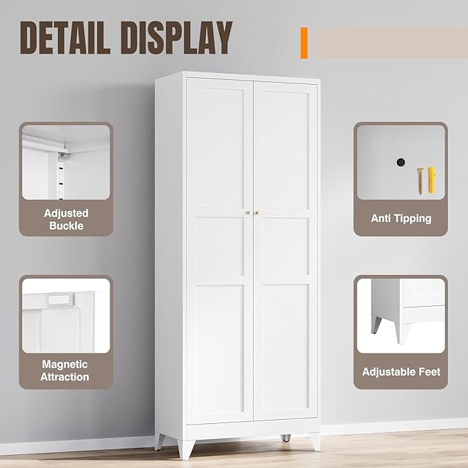 Yizosh Metal Pantry Cabinet, Cupboard - Image 4