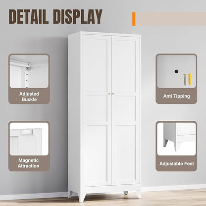 Yizosh Metal Pantry Cabinet, Cupboard - Image 4