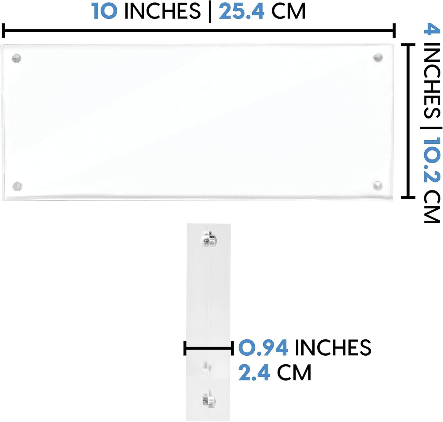 Mammoth DuraClear 4x10 Acrylic Frame - Frameless Panoramic Photo & License Display - Sleek, Modern Design for Elegant Decor