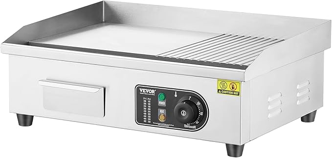 VEVOR Commercial Electric Griddle, 1600W Countertop Half-Flat Top Grill - Image 9
